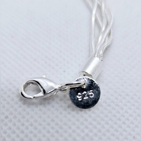 Sterling Silver 925 Multi Strand Bracelet w/ Heart Charms - Picture 7 of 9